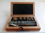 Antieke Precisieweegschaal Gewichten Set in Kist, Ophalen of Verzenden