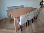 Houten Eettafel met Bank en Stoelen, Huis en Inrichting, Tafels | Eettafels, Ophalen, Gebruikt, 100 tot 150 cm, 200 cm of meer
