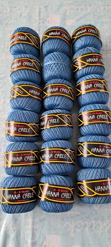 Partij Hanna Cable -katoen garen 18 stuks Blauw beschikbaar voor biedingen