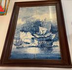 Delfts Blauw Tegeltableau met Schip, Antiek en Kunst, Ophalen