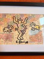 Keith Haring, tekening op landkaart, Ophalen of Verzenden