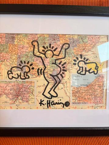 Keith Haring, tekening op landkaart beschikbaar voor biedingen