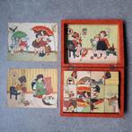 antiek vintage speelgoed blokpuzzel 12blokje 4 vd 6 plaatjes, Ophalen of Verzenden