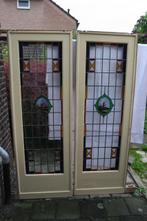 Glas in lood ensuite deuren + panelen, ‘30, te restaureren, Doe-het-zelf en Verbouw, Deuren en Horren, Ophalen, Gebruikt, 80 tot 100 cm