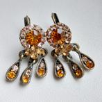 Vintage Oorbellen met Strass #3466, Overige materialen, Hangers, Verzenden, Oranje