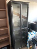 Mooie metalen zwarte vitrine kast te koop, Huis en Inrichting, Kasten | Vitrinekasten, Ophalen, Met deur(en), 200 cm of meer, Vintage