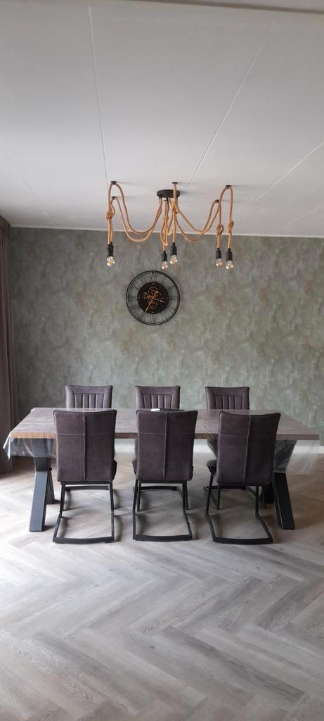 Eglo plafond hanglamp met 6 lampenbollen, Huis en Inrichting, Lampen | Plafondlampen, Zo goed als nieuw, Metaal, Ophalen of Verzenden