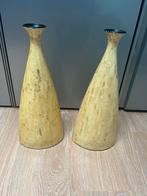 2 mooie grote design parelmoer ingelegde vazen., Ophalen of Verzenden, Zo goed als nieuw, Glas, Minder dan 50 cm