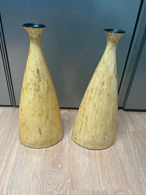 2 mooie grote design parelmoer ingelegde vazen., Huis en Inrichting, Woonaccessoires | Vazen, Zo goed als nieuw, Minder dan 50 cm