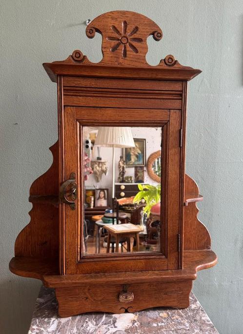 Lucky Vintage antiek wandkastje spiegelkastje badkamer gang, Antiek en Kunst, Antiek | Meubels | Kasten, Ophalen