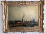 Havenzicht van Wim Bos, Antiek en Kunst, Kunst | Schilderijen | Klassiek, Ophalen of Verzenden