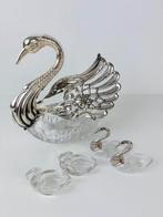 Grote Verzilverd kristal zwaan schaal, Antiek en Kunst, Ophalen of Verzenden