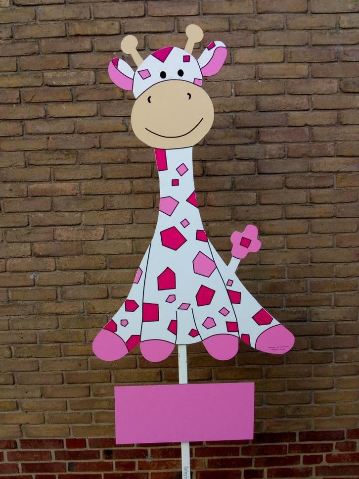 babybordverhuur westervoort, giraf roze rood. geboortebord, Kinderen en Baby's, Kraamcadeaus en Geboorteborden, Nieuw, Geboortebord