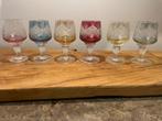 Set 6 antieke en unieke Franse borrelglazen gekleurd kristal, Antiek en Kunst, Antiek | Glas en Kristal, Ophalen of Verzenden