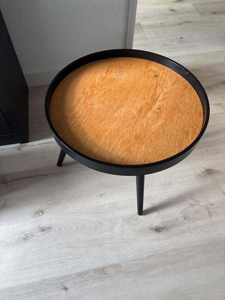 Mooie houten bijzettafel, Huis en Inrichting, Tafels | Bijzettafels, Gebruikt, Rond, Minder dan 45 cm, Minder dan 55 cm, Hout