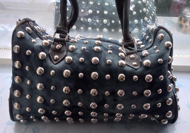 Jeans tas met studs, Sieraden, Tassen en Uiterlijk, Tassen | Damestassen, Nieuw, Handtas, Blauw, Ophalen of Verzenden