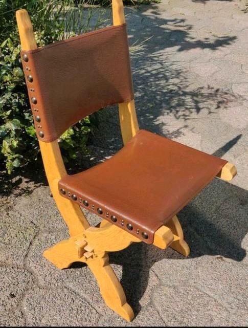 brutalist eetkamerstoelen Bram Sprij 6 x, Huis en Inrichting, Stoelen, Gebruikt, Vijf, Zes of meer stoelen, Leer, Bruin, Ophalen