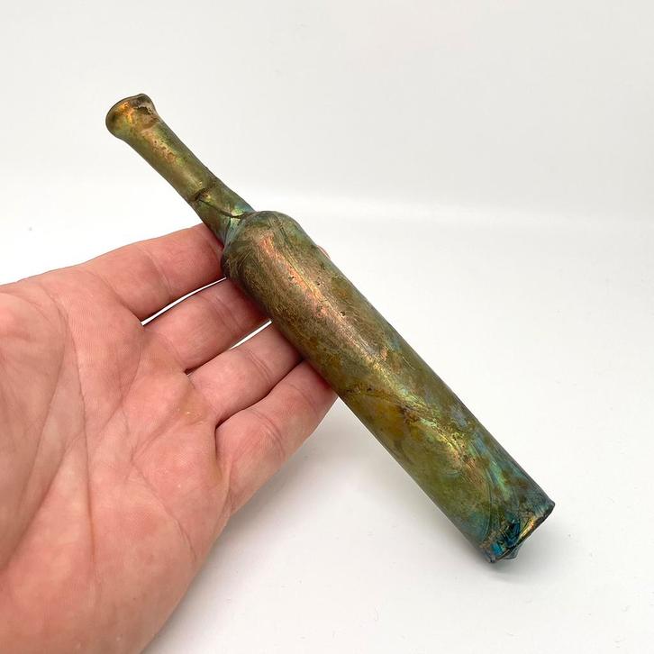 Haarlemmer “long-necked” oliefles - 17e eeuw - bodemvondsten, Antiek en Kunst, Antiek | Glas en Kristal, Ophalen of Verzenden