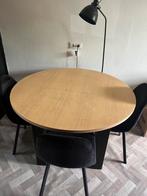 Tafel + 4 stoffen stoelen, Huis en Inrichting, Tafels | Eettafels, Ophalen, 100 tot 150 cm, Rond, Zo goed als nieuw