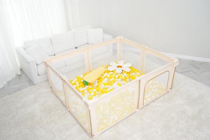 Lucellia Inklapbare Grondbox Baby – 130x130x69 cm, Kinderen en Baby's, Boxen, Zo goed als nieuw, Vierkant, Ophalen of Verzenden