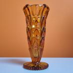 vintage art deco persglas amberkleurig vaasje, Ophalen of Verzenden