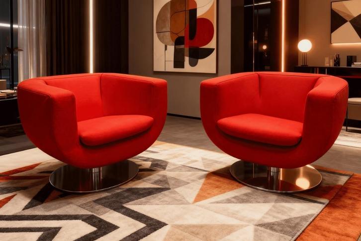 B&B, Huis en Inrichting, Stoelen, Gebruikt, Twee, Stof, Rood, Ophalen