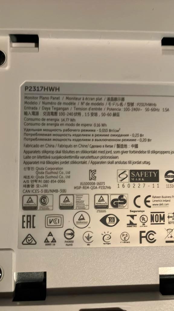 Dell 23 inch monitor - wit - type P2317HWH, Computers en Software, Monitoren, Refurbished, 60 Hz of minder, DisplayPort, HDMI