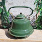 Antieke emaille groene zakketel, Antiek en Kunst, Ophalen of Verzenden