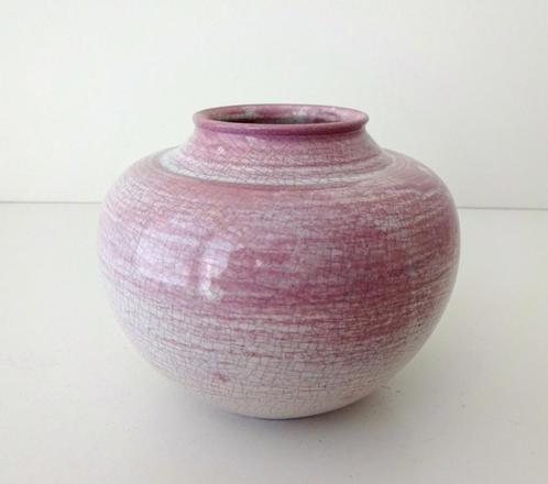Keramiek vaas wit met lichtroze craquelé Mobach 3469-k, Antiek en Kunst, Antiek | Keramiek en Aardewerk, Ophalen of Verzenden