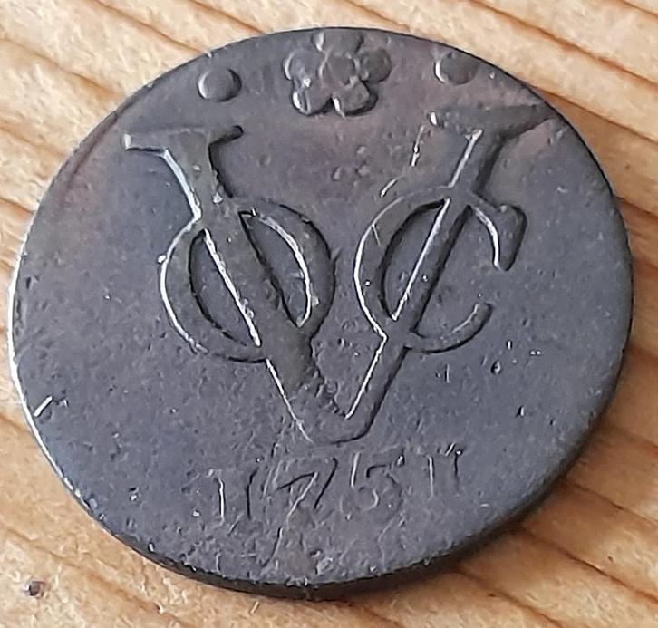 VOC duit Holland 1751, Postzegels en Munten, Munten | Nederland, Losse munt, Overige waardes, Vóór koninkrijk, Ophalen of Verzenden