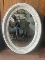 Grote Brocante Ovale Spiegel Antiek Wit, Ophalen of Verzenden, Ovaal, Minder dan 100 cm