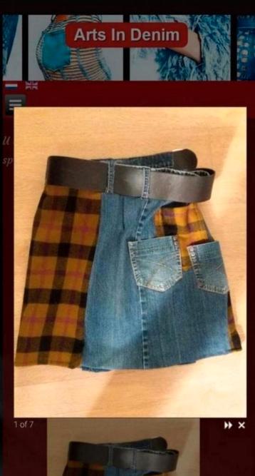 Unieke wikkelspijkerrok. Handmade. Denim met ruwe stof beschikbaar voor biedingen