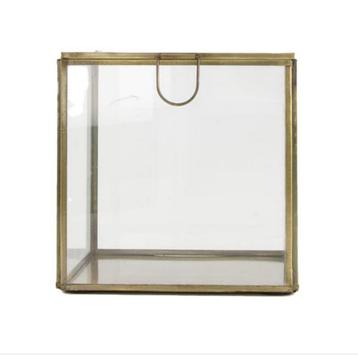 Box metal with glass 13.5x13.5x13.5cm Gold beschikbaar voor biedingen