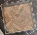 Salontafel van metaal, hout en glas, Ophalen, 50 tot 100 cm, Vierkant, 50 tot 100 cm