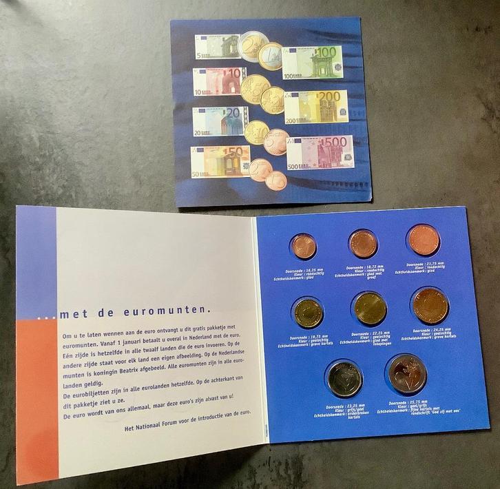 Mapje met euromunten ter Introductie van de euromunten, Postzegels en Munten, Munten | Europa | Euromunten, Setje, Overige waardes