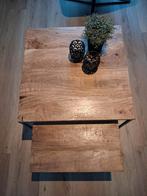 Salontafel vierkant metalen poten mango hout ALS NIEUW, Ophalen, 50 tot 100 cm, Vierkant, 50 tot 100 cm