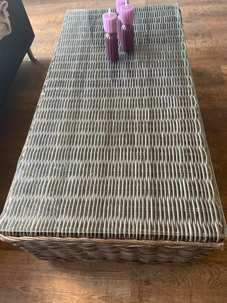 Mooie Salontafel - Rotan Look, Huis en Inrichting, Tafels | Salontafels, Gebruikt, Minder dan 50 cm, 50 tot 100 cm, Rechthoekig