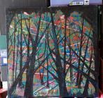 Boslandschap Olieverf op doek, Antiek en Kunst, Ophalen of Verzenden