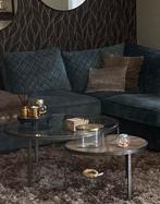 Salontafels riviera maison hout, glas en staal, Ophalen, Gebruikt, Rond, 50 tot 100 cm