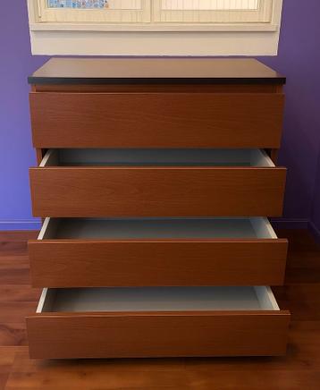 IKEA Malm ladekast met 4 lades incl glasplaat - afbeelding 2