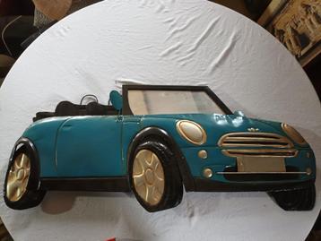 wanddecoratie blauwe Mini cooper cabrio beschikbaar voor biedingen