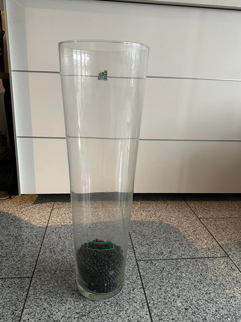 Grote glazen vaas - 60 cm hoog, Huis en Inrichting, Woonaccessoires | Vazen, Gebruikt, Overige kleuren, 50 tot 75 cm, Ophalen of Verzenden