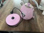 Roze waterkoker met RVS accenten, 1 tot 2 liter, Ophalen of Verzenden, Gebruikt, Rvs