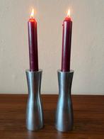 Set van 2 vintage Ikea kaarsenhouders chroom Erika Pekkari, Ophalen of Verzenden, Zo goed als nieuw, Metaal, Minder dan 25 cm