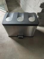 Eko pedaalemmer 3 vaks, Ophalen, Met pedaal, Zo goed als nieuw, Rvs