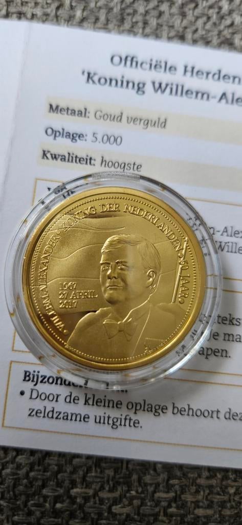 Willem Alexander Herdenkingsmunt Verguld, Overige landen, Losse munt, Goud, Overige waardes