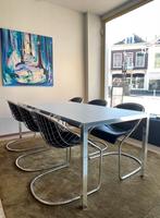 MDF Lim eettafel plus 6 Minotti Cortina stoelen