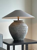 Antieke kruiklamp origineel met kap - kleur taupe/grijs, Huis en Inrichting, Lampen | Tafellampen, Ophalen, Overige materialen