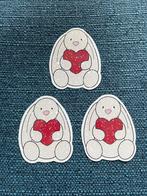 3 handgemaakte Jellycat stickers hartjes konijn, Ophalen of Verzenden, Zo goed als nieuw, Dier en Natuur