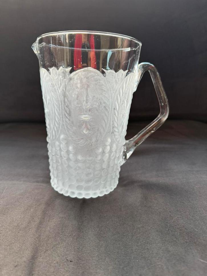 Mooie glazen waterkan met mat patroon, Huis en Inrichting, Keuken | Servies, Gebruikt, Glas of Glazen, Overige stijlen, Glas, Ophalen of Verzenden